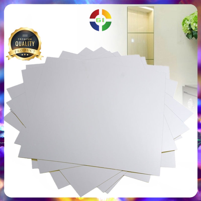 Wall Sticker Dekorasi Dinding 3D Model Square Mirror 9 PCS Silver