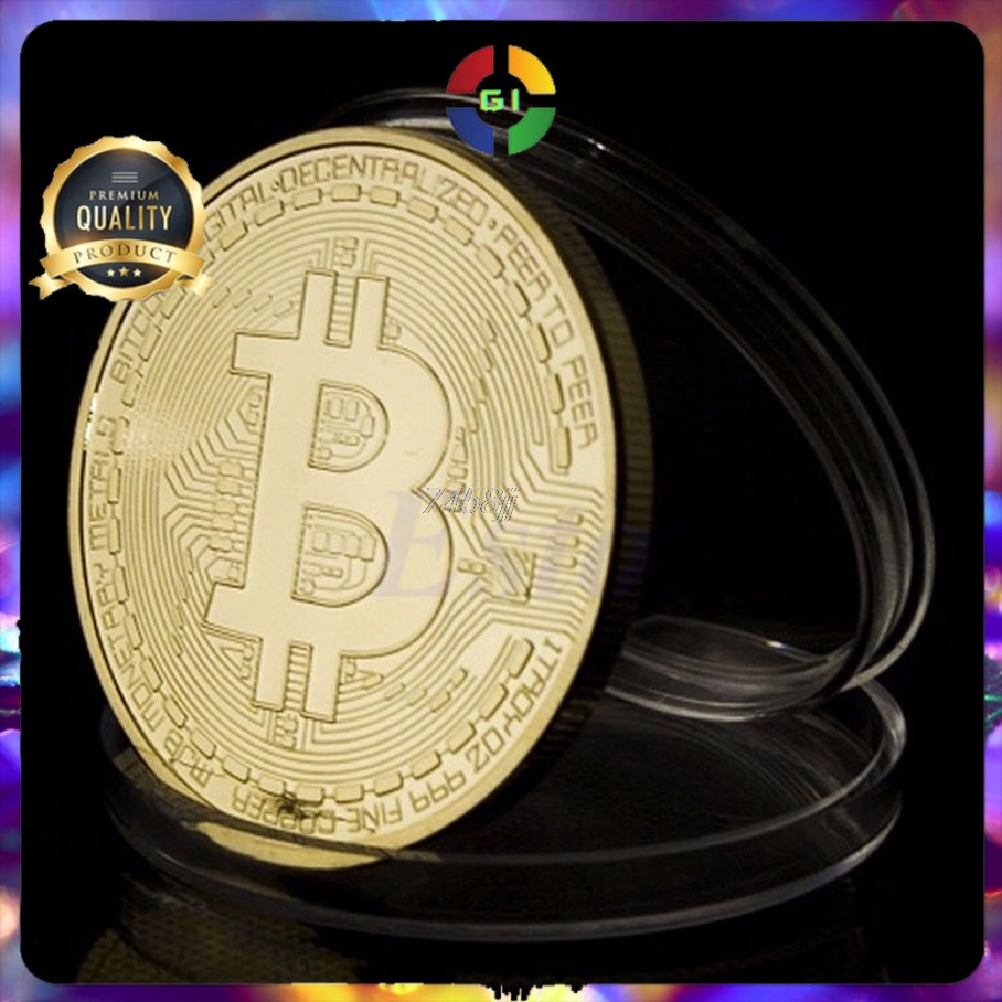 Gold Plated Bitcoin Miniatur - Golden