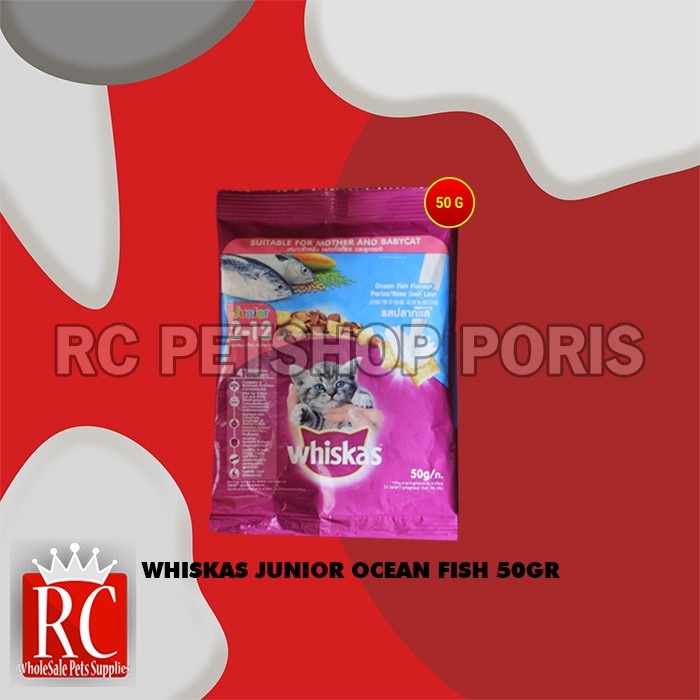 Makanan Anak Kucing Kitten Whiskas Junior Ocean Fish 50 Gram