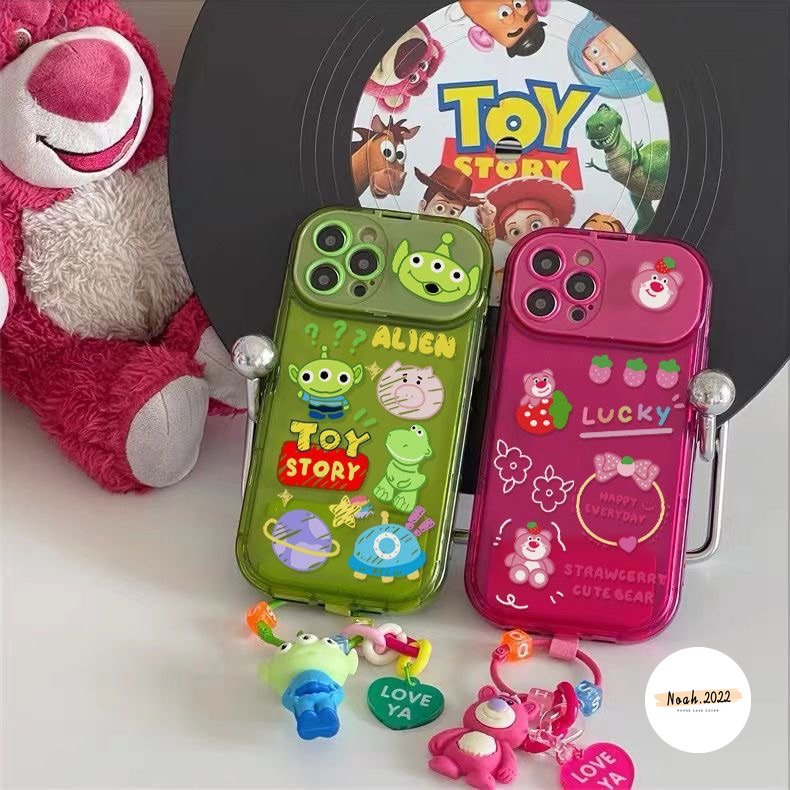 IPHONE Case Losto Alien Kartun Disney Toy Story Lucu Kompatibel Untuk Iphone7 8 Plus 11xr 12 13 14 11 Pro MAX 14 Plus X XS MAX SE 2020 Dengan Ornamen Boneka 3D Flip Make Up Mirror Soft Case