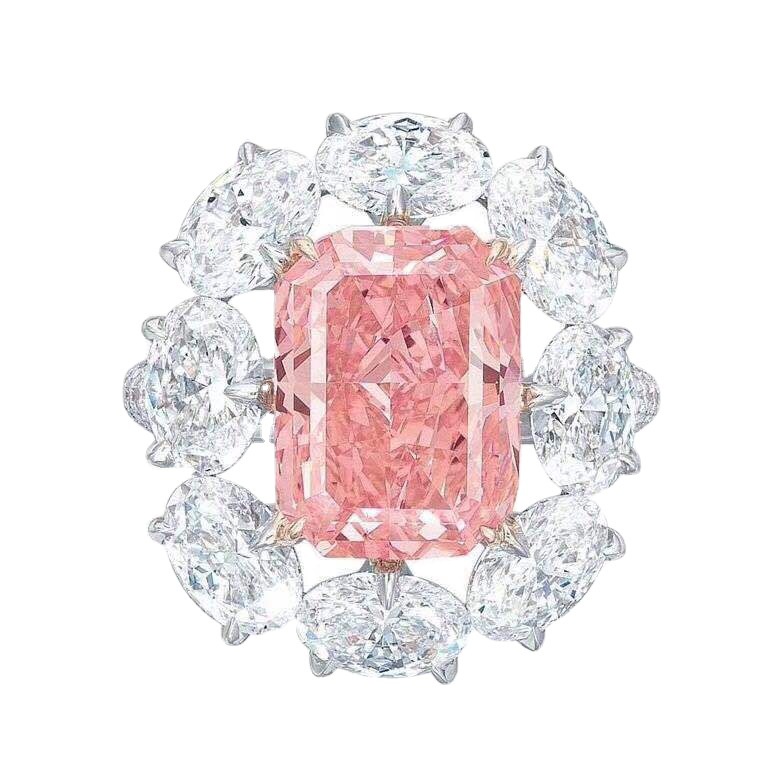 Goldkingdom Aksesoris Perhiasan Fashion Ready Stock Pink Diamond Group Berlian Oval Berlian Square Princess Cincin Dua Warna.