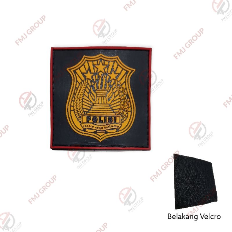 Patch Rubber Logo Polisi Tribrata / Emblem Karet Logo Kepolisian Tribrata / Patch Perekat  Velcro