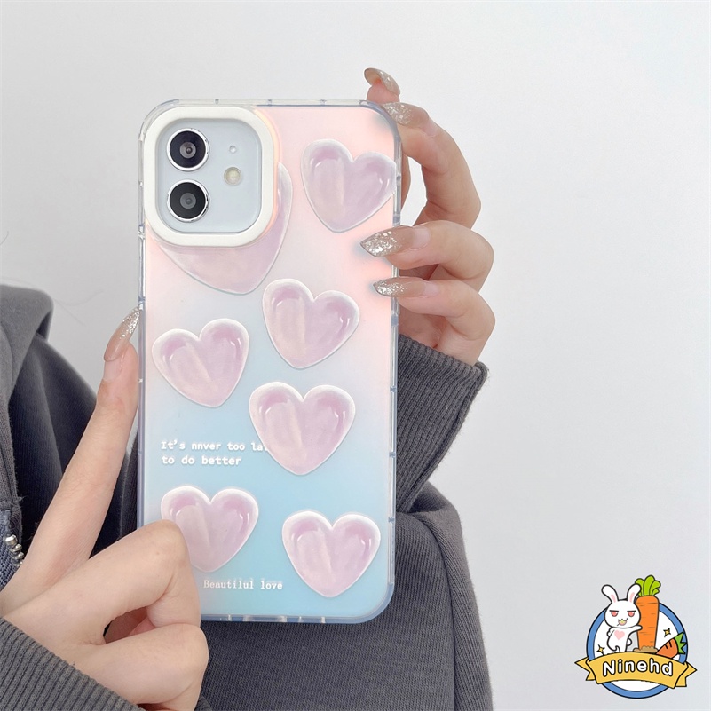 IPHONE Casing Kompatibel Untuk Iphone14 13 12 11 Pro Max X Xr Xs Max8 7 6 Plus SE 2020 Ins Dream Pearl Love Laser Phone Case Anti Jatuh Silikon Bening Dua Lapisan Casing Cover Pelindung