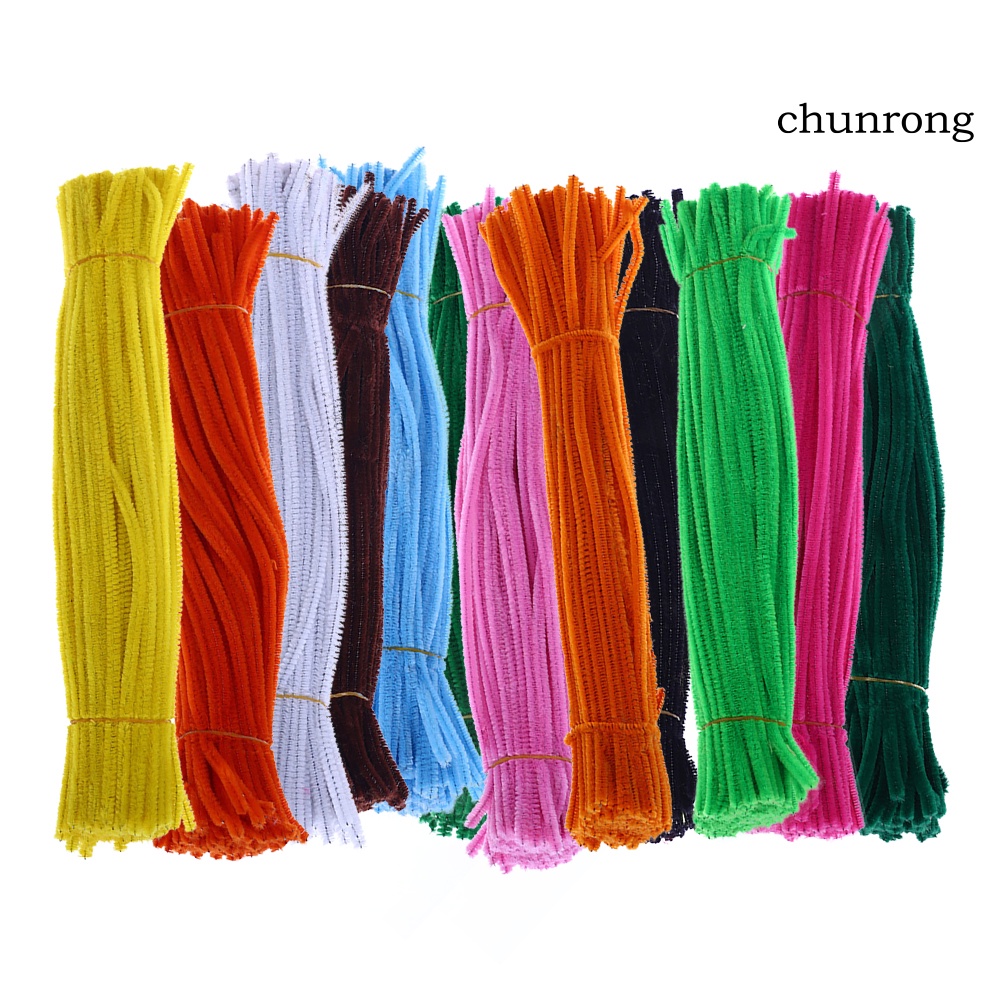 100pcs Chenille Batang Pembersih Pipa Tongkat Twist Anak DIY Craft Mainan Edukasi