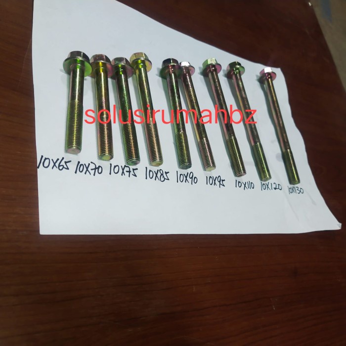 Baut flange bolt baut blok mesin baut blok stang m10 panjang 65-130mm