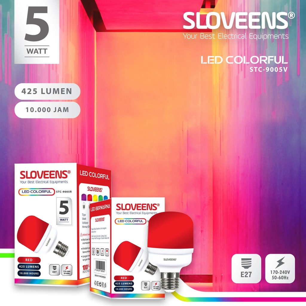 bohlam led WARNA merk sloveens original import BER SNI /bohlam hias 5 watt/lampu hias/lampu led/bohl