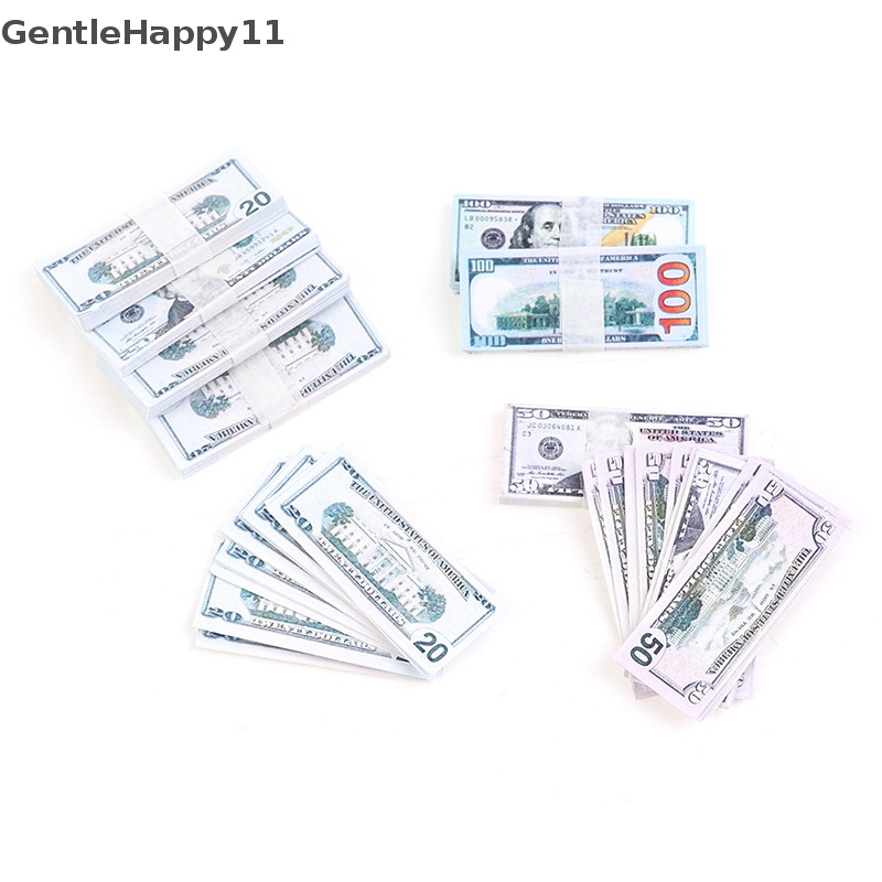 Gentlehappy 100Pcs/set 1: 12rumah Boneka5/10,20,50,100 Uang Kertas Dollar Model Decor id