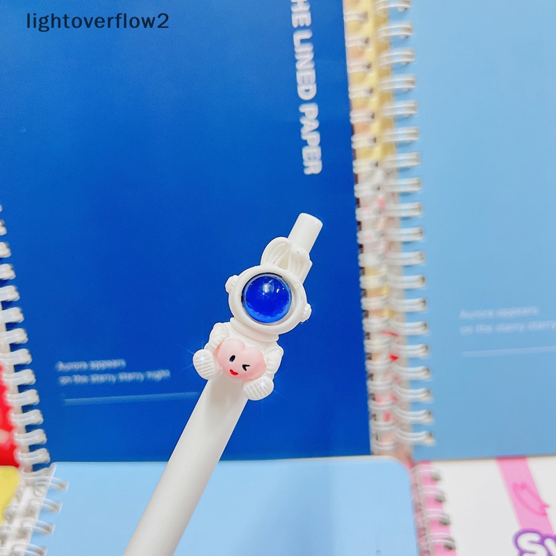 [lightoverflow2] Random Lucu Gel Pen Kawaii Astronot 0.5m Hitam Gel Ink Pen Alat Tulis Sekolah [ID]