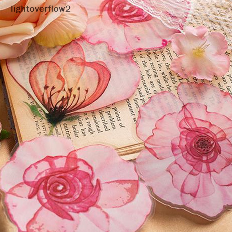 [lightoverflow2] 1set Kreatif PET Vintage Tanaman Bunga Kristal Tinta Stiker Scrapbook DIY Sticker Craft Journaling Scrapbooking Bahan Aksesoris [ID]