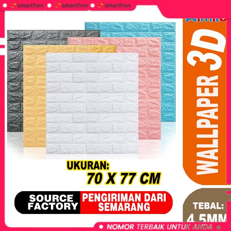 BISA COD Aimilo Wallpaper Dinding 3D Foam Motif Bata Dekorasi Dinding Kamar Ukuran 70 x 77CM Kamar P