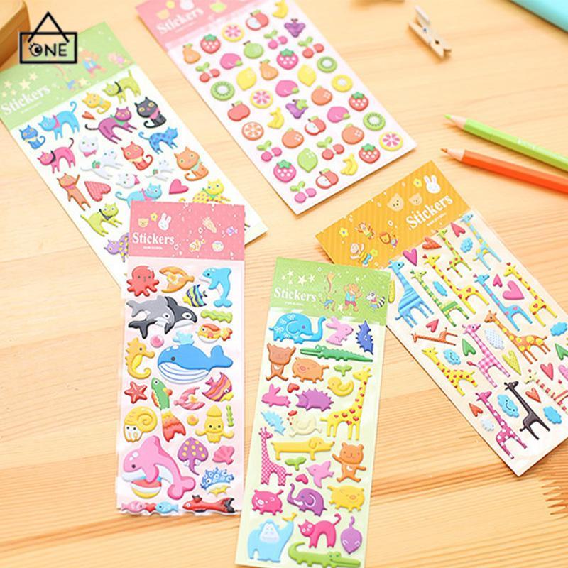 COD❤️Sticker Kartun 3D Stiker Kreatif Lucu Hewan Buah Untuk Scrapbook Stiker Dekorasi Ponsel-A.one