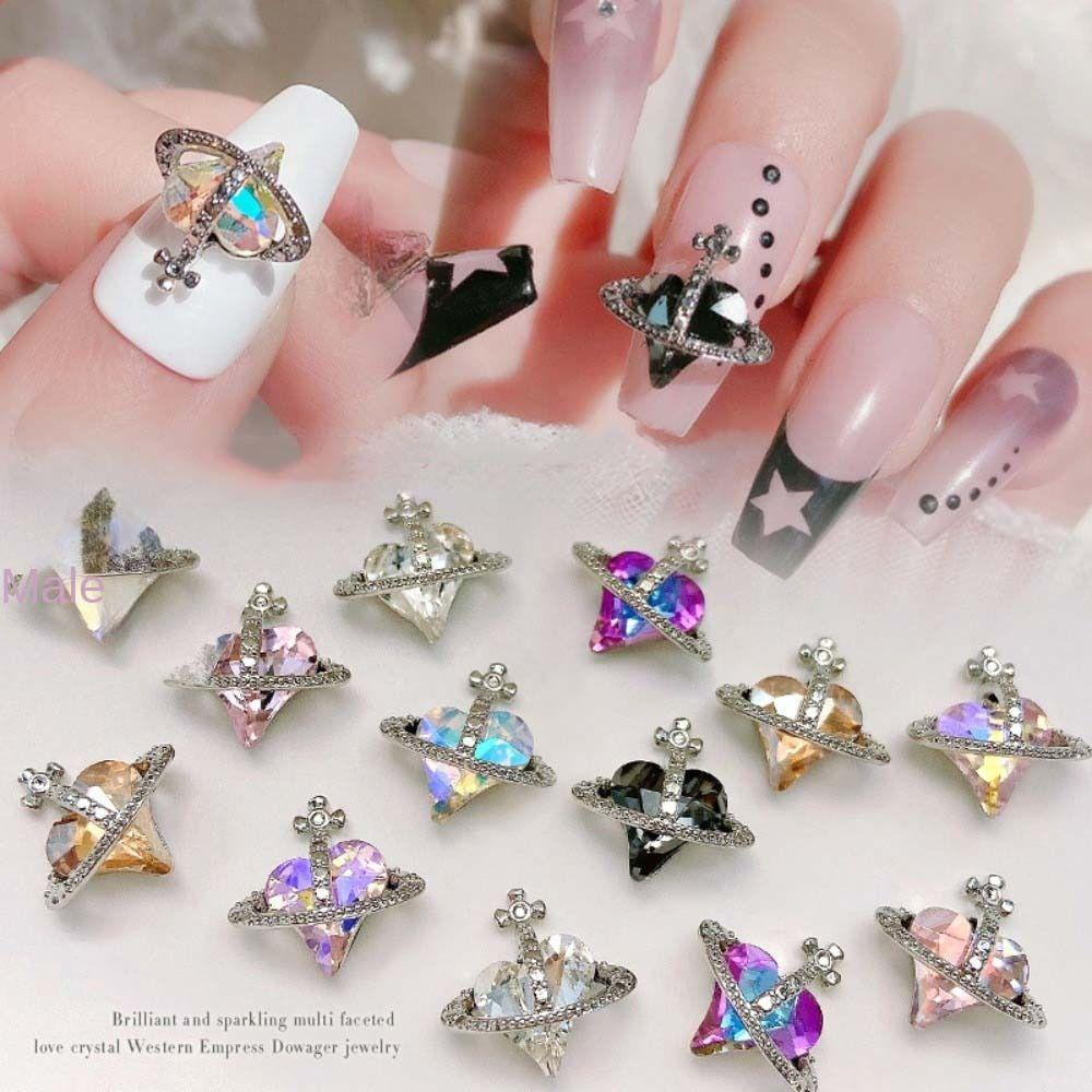 Needway   Kuku Berlian Imitasi Pesona Kuku Cinta Mewah Hati Jepang Nail Art Alloy Nail Jewelry 3D Nail Art Drills