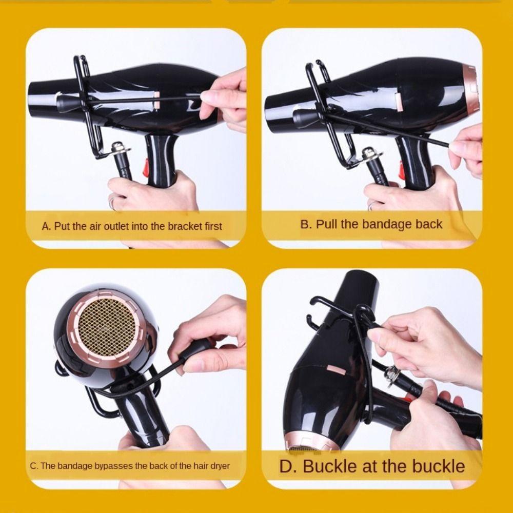 REBUY Rebuy Hair Dryer Stand Tahan Lama Praktis Clip-on Rumah Tangga Hitam Tempat Pengering Rambut