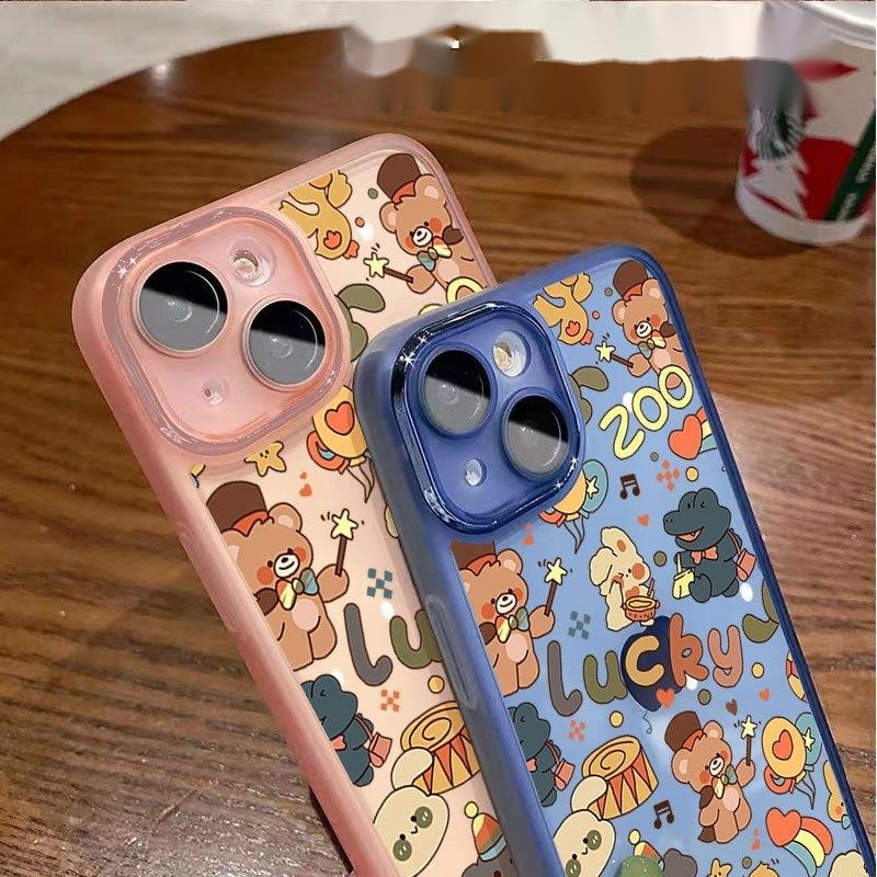 IPHONE Casing Ponsel Desain Tiga Warna Hewan Lucky Zoo Layar Penuh Kompatibel Dengan Iphone12 13 14 11 Pro Max X Xs Max Xr Gcplp