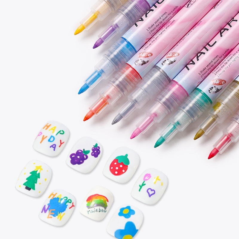 Sa 12biji Pena Kutek Nail Art Pen Tip Halus Lukisan Kuku Nail Graffiti Pen