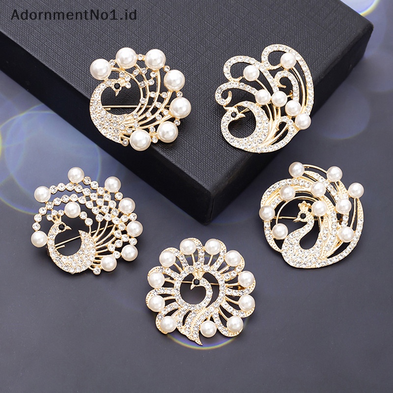 [AdornmentNo1] Mutiara Berlian Imitasi Merak Hewan Korsase Bros Klasik Kristal Peacock Brooch Pin Perjamuan Pernikahan Kostum Perhiasan [ID]