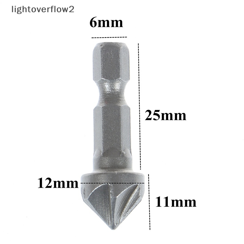 [lightoverflow2] Mata Bor 6 Flute Countersink Chamfer Cutg Alat Pertukangan Gagang hexagon [ID]