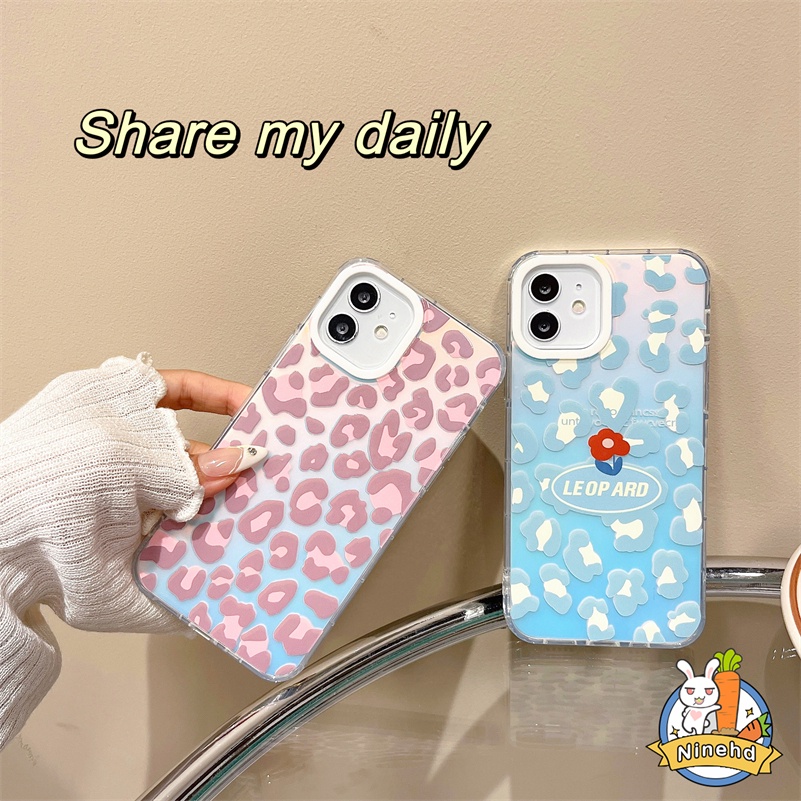 IPHONE Casing Motif Leopard Kepribadian Mewah Kompatibel Untuk Iphone14 13 12 11 Pro Max X Xr Xs Max8 7 Plus SE 2020 Laser Shockproof Transparet Phone Case Lembut Silikon Bumper Penutup Belakang