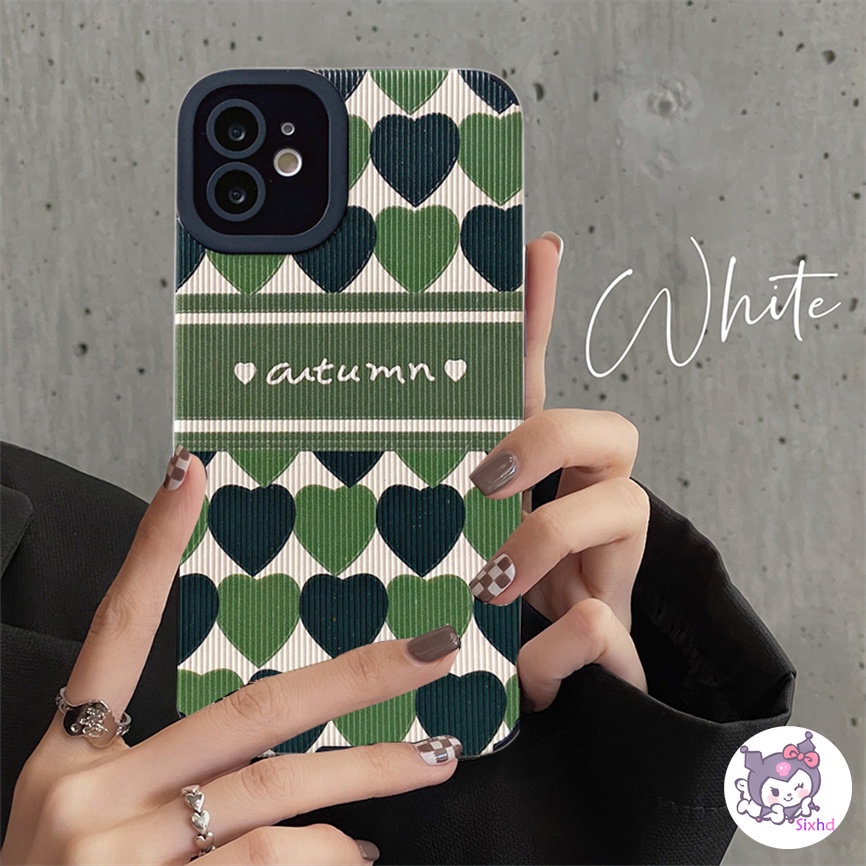 IPHONE Kompatibel Untuk Iphone14 13 12 11 Pro Max SE 2020 X Xr Xs Max8 7 Plus Kreatif Fashion Hijau Cinta Garis Perlindungan Shockproof Casing Ponsel Lembut Silicon Cover XJJJJ