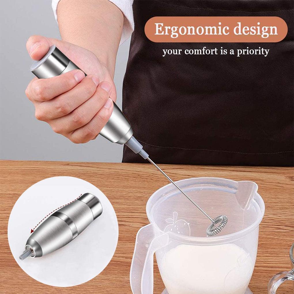 Milk Frother Electric Hand Held Pengocok Telur Stainless Portable Pengaduk Kopi Dapur