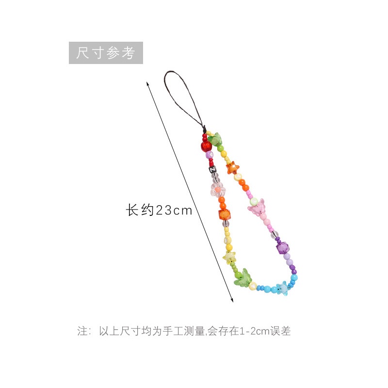 Kupu-kupu Akrilik Transparan Rantai Manik-Manik Warna Pelangi Untuk iPhone Untuk Samsung Untuk OPPO Untuk VIVO Untuk Huawei Untuk Redmi Untuk Xiaomi Phone Case Cover DIY Tali Anti-Hilang