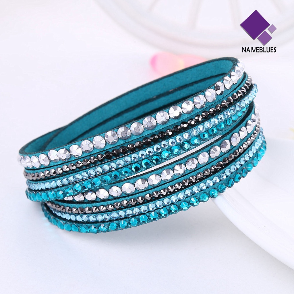 &lt; Naiveblues &gt; Wanita Gelang Multi-layer Berlian Imitasi Perhiasan Indah Bohemian Bracelet Untuk