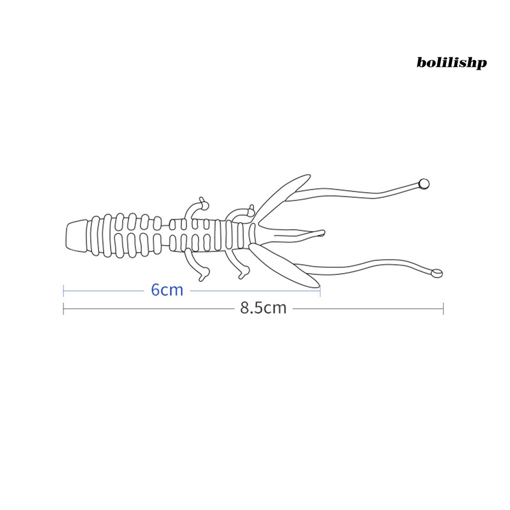 Bo-20pcs 8.5cm/1.6g Umpan Lembut Simulasi Cepat Kumpulkan Ikan Menggoda Tahan Gigit Jenggot Panjang Mengambang Udang Lembut Memancing Luar Ruangan