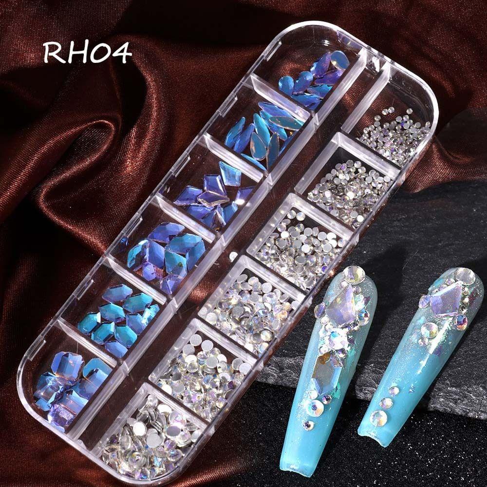 Needway Aurora Kuku Berlian Imitasi Wanita Jepang Nail Art Manicure Aksesoris Warna Champagne Irregular Drills 3D Nail Art Drills