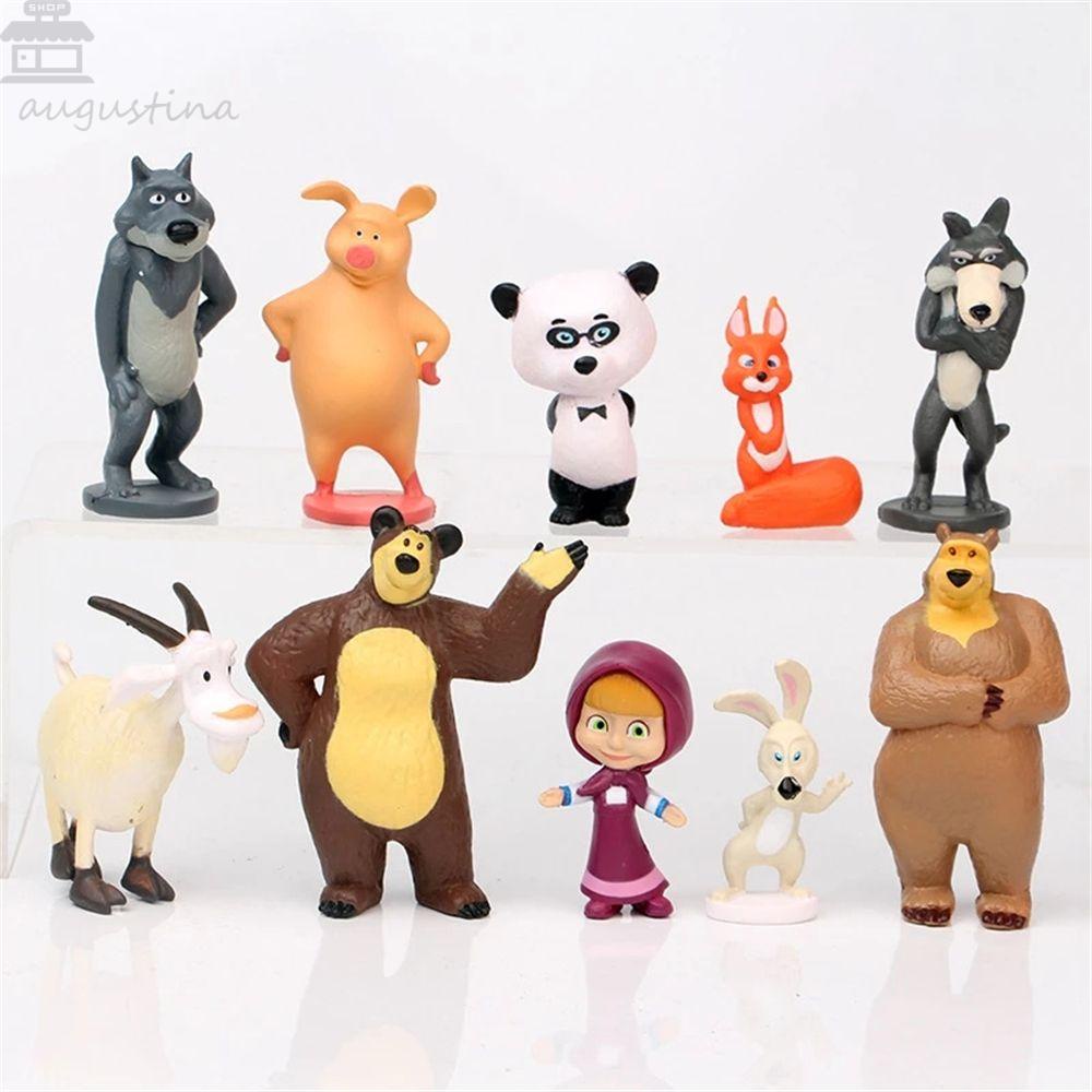 Kado Anak Agustin Masha and The Bear Mainan Anak Kado Natal Dekorasi Boneka Mainan PVC Model Angka