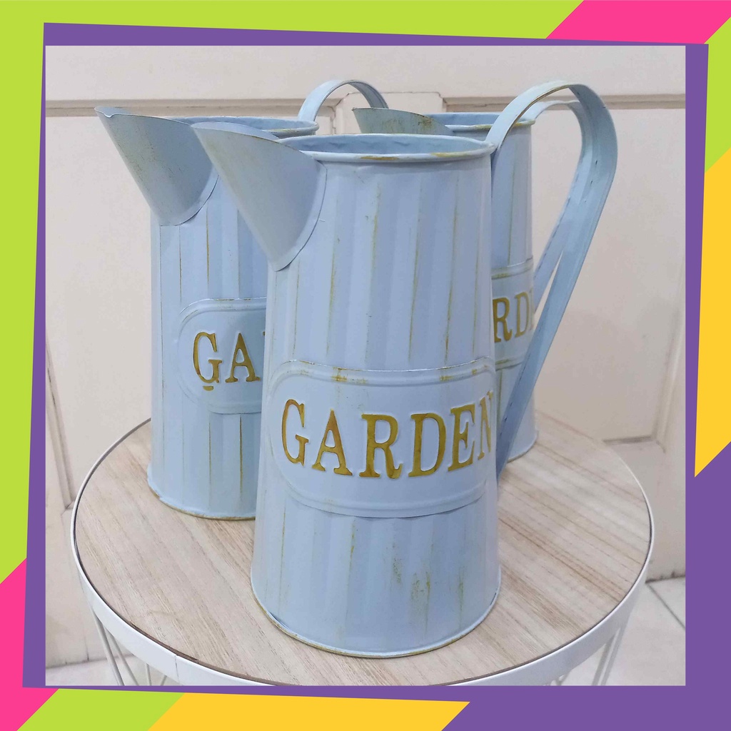 1867 / Pot bunga teko kaleng dekorasi / Vas bunga hias tanaman artificial