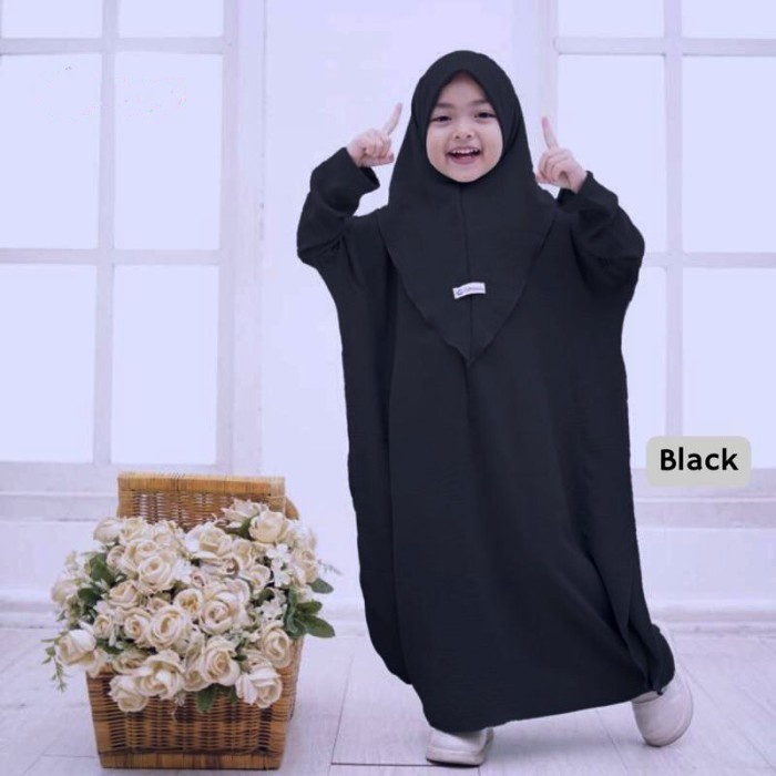 HUMASYARI | Abaya Kaftan Annisa Kids Set Khimar | Baju Kaftan Abaya Anak | Abaya Anak Perempuan Terb