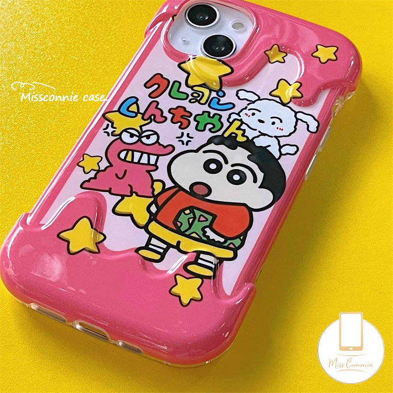 IPHONE Ins Ice Cream Phone Case Kompatibel Untuk Iphone11 12 13 14 Pro Max XR 7Plus X7 8 Plus XS Max SE 2020 Kartun Crayon Shin-chan Shockproof Soft TPU Cover