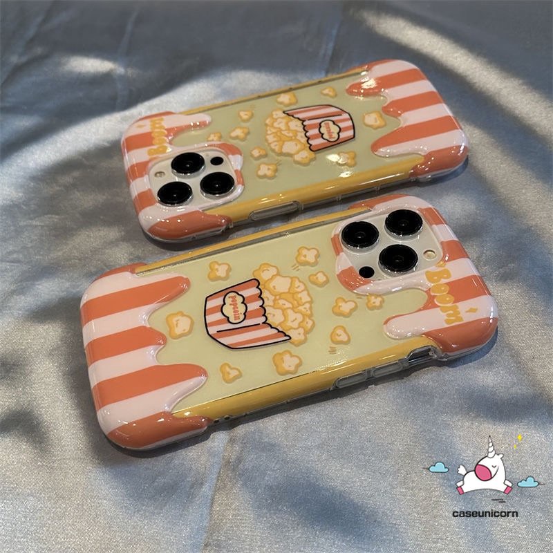 IPHONE Casing Ponsel Kompatibel Untuk Iphone11 14 13 12 Pro Max 7Plus 8Plus XR X XS Max7 8 Plus Kartun Lucu Imut Popcoin Popcorn Shockproof Kreatif 3D Permen Ice Cream Soft Back Case