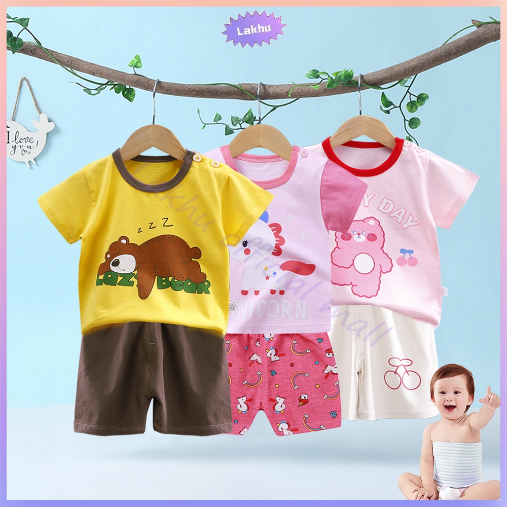 Lakhu Setelan Pendek Baju Bayi Dan Anak Setelan Kaos Anak Perempuan Kids Suit