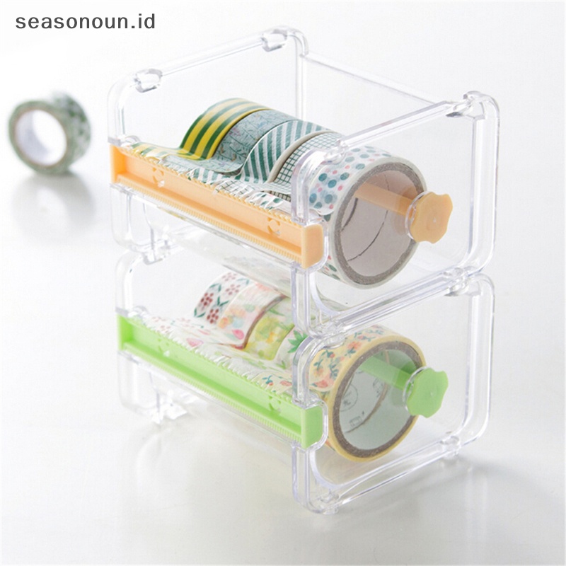 Seasonoun Desktop Tape Dispenser Pemotong Lakban Washi Tape Dispenser Tempat Lakban Gulung.