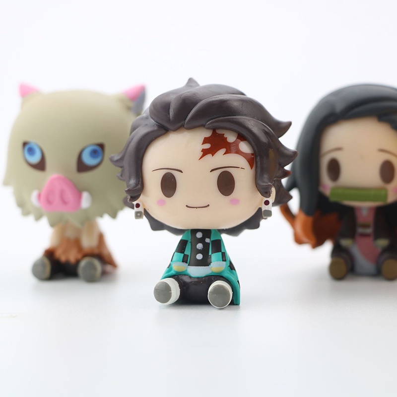 4pcs Anime Demon Slayer Figure Nezuko Tanjirou Q Versi Boneka Kawaii PVC Model Patung Koleksi Mainan Anak Figure