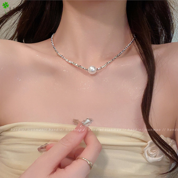 Fashion Mutiara Liontin Kalung Gelang Untuk Wanita Elegan Rantai Perak Choker Aksesoris Perhiasan