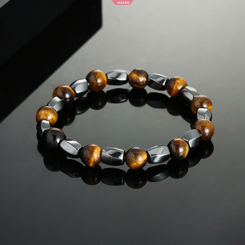 Natural Black Obsidian Hematite Tiger Eye Bead Gelang Pria Ada Perlindungan Kesehatan Magnetik Wanita Jiwa Perhiasan Baru [ZXL]