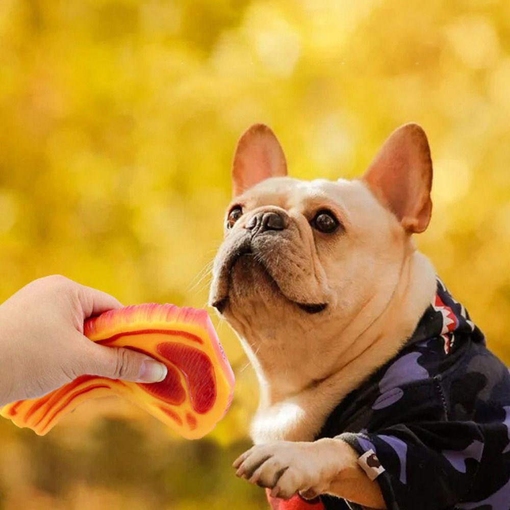 JEROMY Mainan Kunyah Anjing 1PC Simulasi Kreatif Untuk Membersihkan Gigi Bentuk Steak Sikat Gigi Anjing Tahan Lama