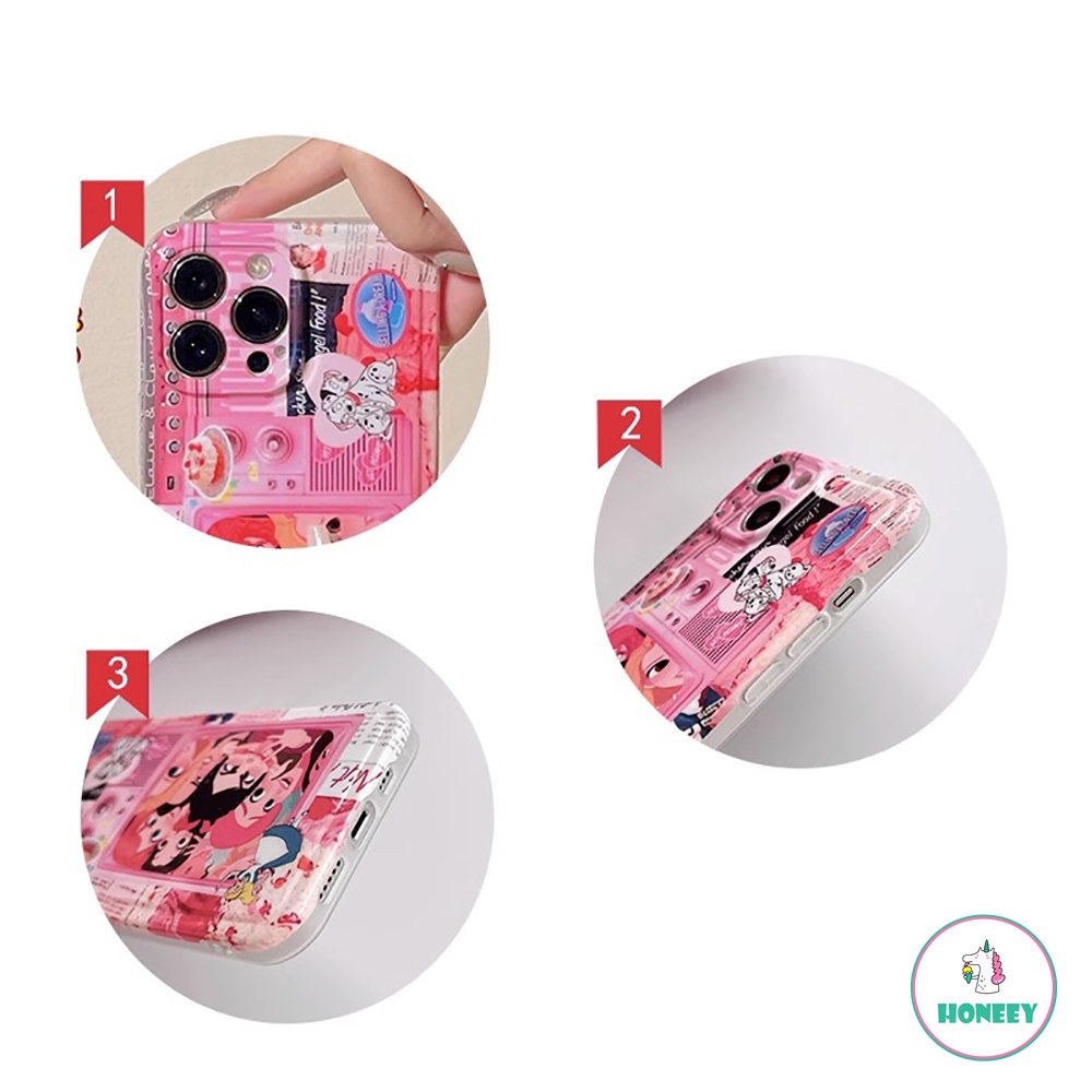 IPHONE Kartun Amerika Graffiti Lucu Pink Princess Phone Case Kompatibel Untuk Iphone14 13 12 11 Pro Max Gadis Manis Keren Ponsel Penutup Belakang