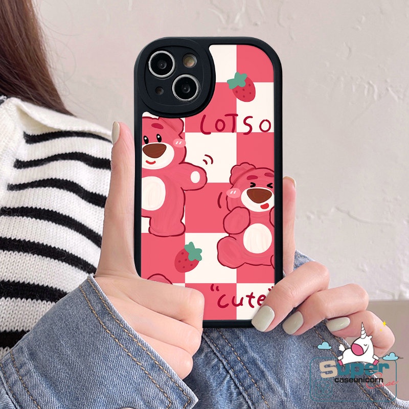 Kartun Fashion Indah Manyo Ponsel Case Untuk Infinix Note 8 Hot 11 Play 10 Play 9 Play Smart 6 5 Hot 10s 10T 11s 10Lite Lembut Tpu Lucu Strawberry Bear Kisi Penutup Belakang