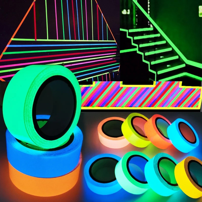 Tape Luminous Perekat Diri/Glow In Dark Safety Stickers/Neon Tape Peringatan Neon/Safety Film DIY Stiker Dinding/Tape Reflektif Darurat Tangga Dekorasi Rumah