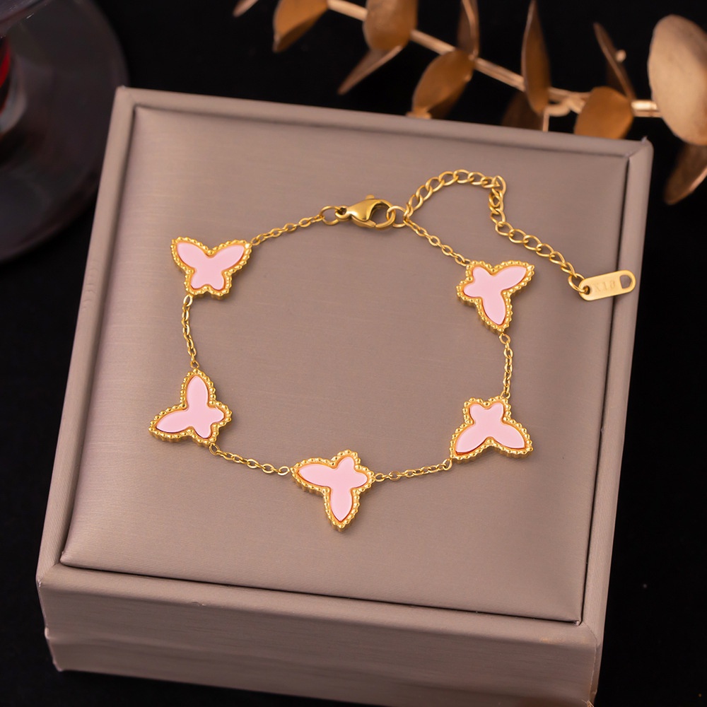 Gelang lima kupu titanium stainless steel 316L anti karat harga grosir bisa bayar di tempat cod
