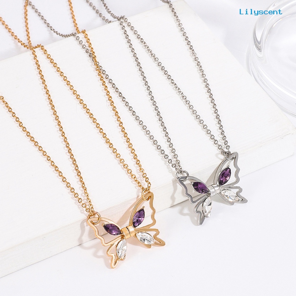 [LS]Wanita Kalung Berongga Kupu-Kupu Liontin Electroplating High-polished Charming Dress Up Colorfast Wanita Elegan Liontin Kalung Fashion Jewellery