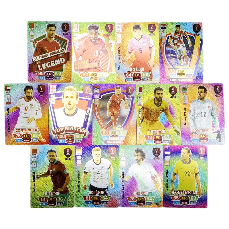 54pcs Kartu Bintang Sepak Bola Warna Mempesona Inggris UEFA Liga Champion LLORIS RONALDO KANTE Fan Game Cards Collection