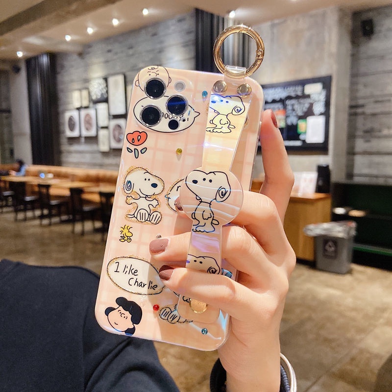 IPHONE Strap Pergelangan Tangan Desain Snoopy Dropper Phone Case Kompatibel Dengan Iphone12 11 Pro Max X Xs Max Xr Ffdr