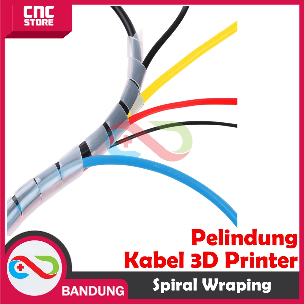 KABEL SPIRAL WRAPING PELINDUNG KABEL 8MM 3D PRINTER CNC PER 1 METER WHITE