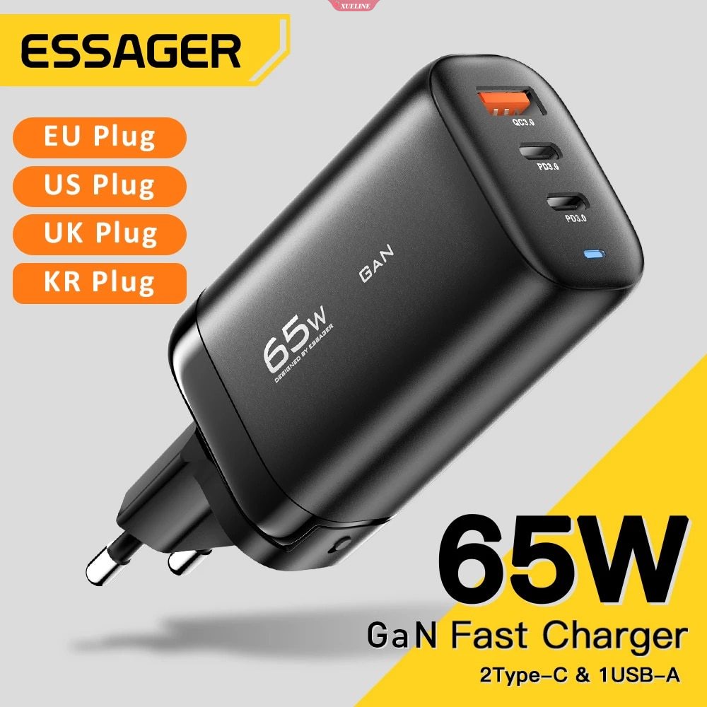 Essager USB Type C Fast Charger 30W QC PD 3.0 Dual Port Mini Portable Adapter Untuk Xiaomi Fast Charger Dinding [ZXL]