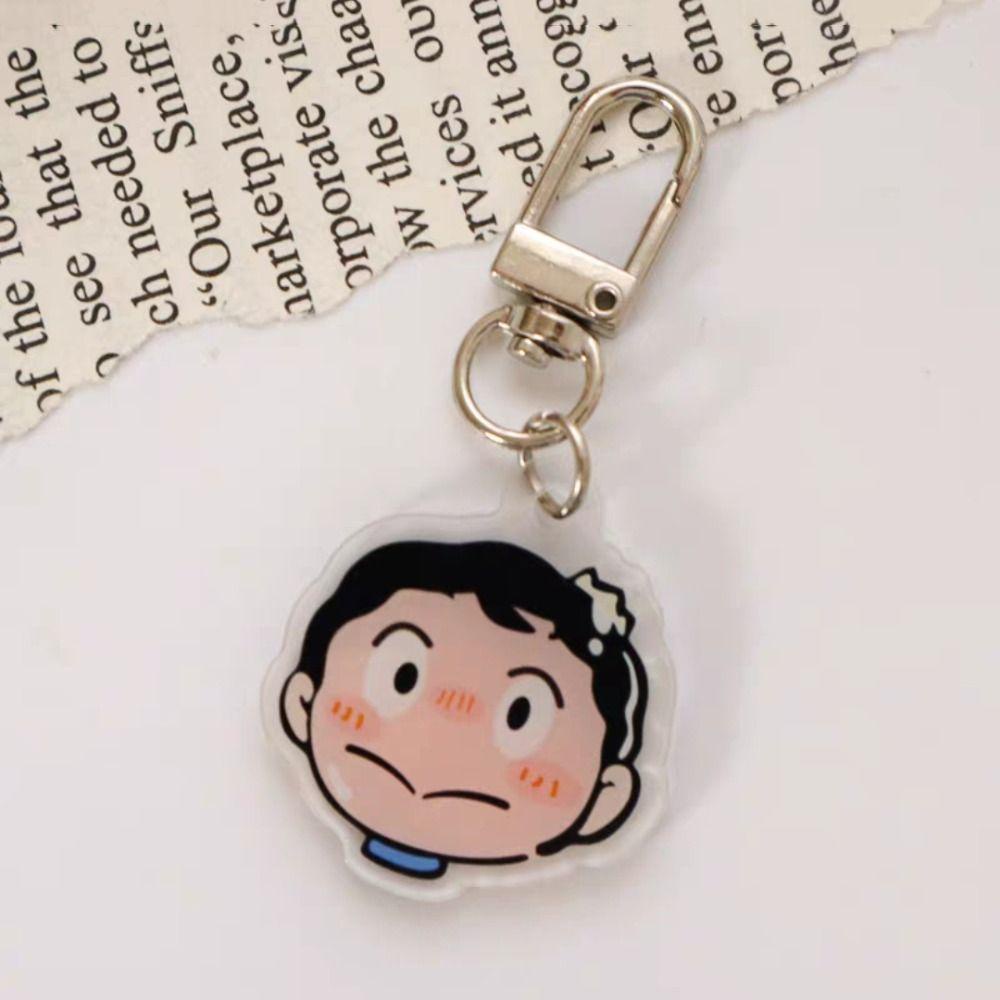 Lanfy Pangkat Raja Gantungan Kunci Koleksi Transparan Double Layer Gantungan Kunci Mobil Anime Figure Ornamen Handbag Charms Hanging Decoration Acrylic Bojji Prince Keyring