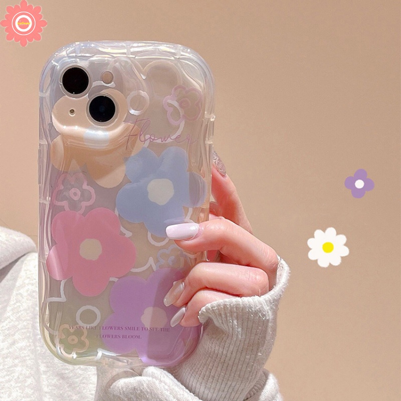 Casing 3D Wavy Curved Edge Colorful Fresh Flowers Untuk Vivo Y12 Y33s Y20i Y21 Y17 Y51 Y31 Y11 Y02 Y16 Y15 Y22 Y20 Y35 Y91C Y95 Y15s Y21s Y91 Y12i Y22s Y12s Y30 Y15A Soft TPU Cover